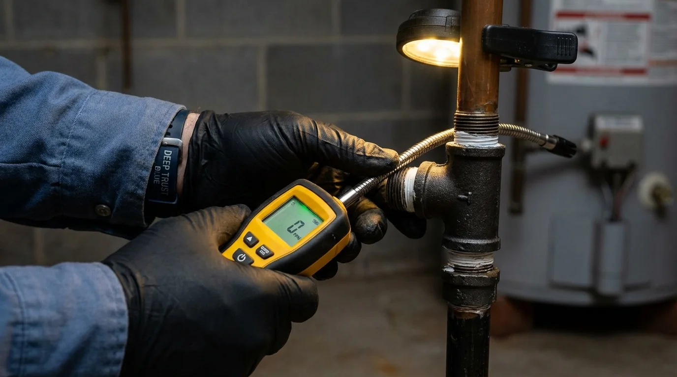 Gas leak detection with electronic sniffer by Johns Plumbing LLC in Amelia
